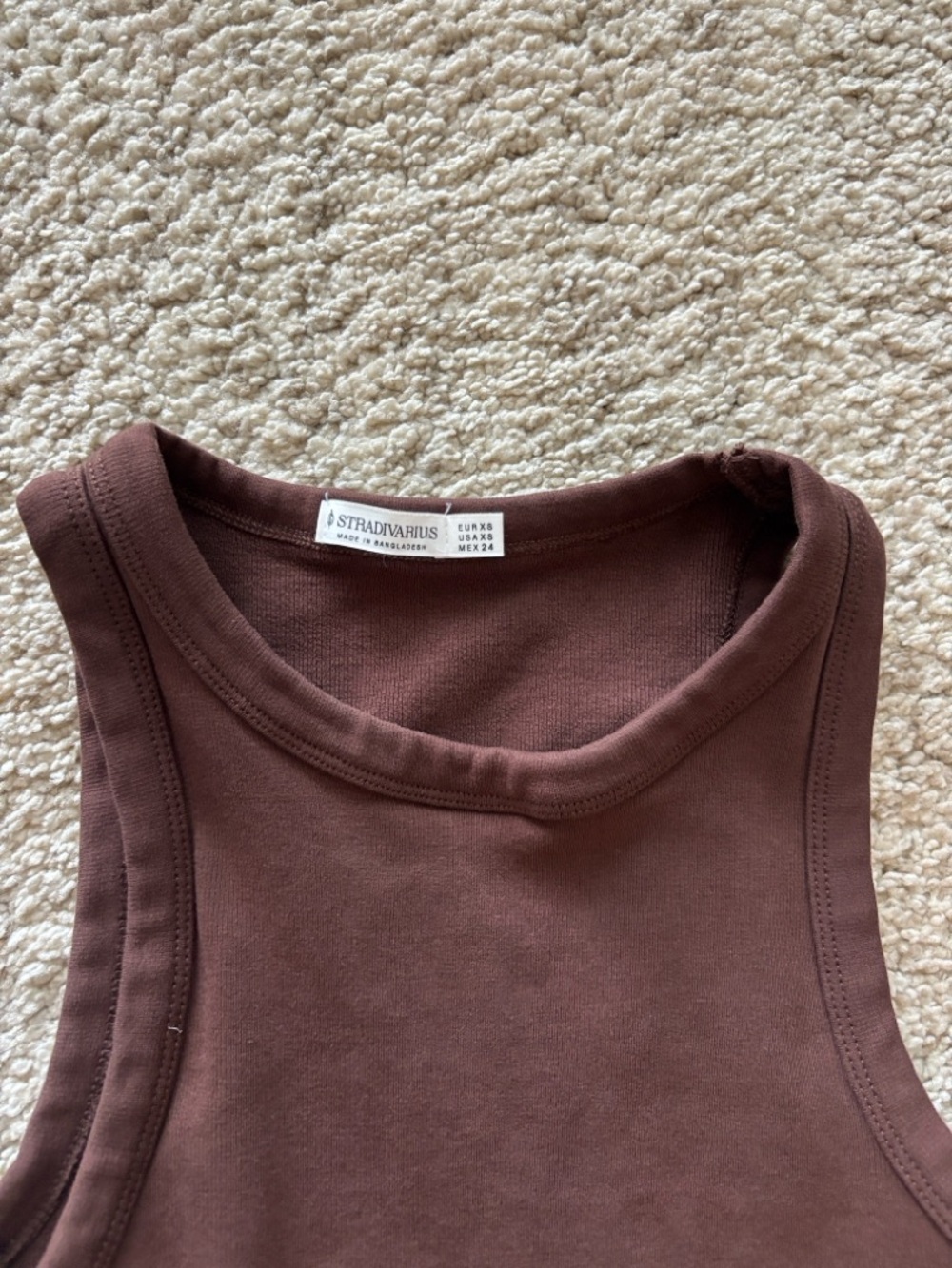 stradivarius Brown Ribbed Tank Top - Picture 3 of 4
